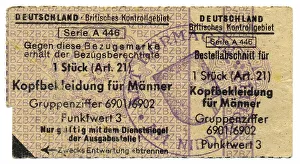 Coupon, ration card for male headdress