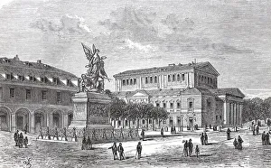 The Court Theatre and the State War Memorial in Darmstadt in 1880
