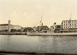 Courthouse and hotels on the Baltic Sea in Swinemuende
