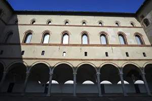 Courtyard inside the Sforzesco castle in Milan