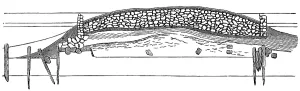 Crannog in Lake Ardakillin, an artificial island fortified with sand, stones and tree trunks, used for building houses, County Roscommon, History of Mankind, Ireland, historical illustration 1880, Europe