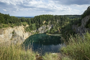 Crater lake, northernmost Hegau volcano Hoewenegg near Immendingen, district of Tuttlingen, Baden-Wuerttemberg, Germany, Europe