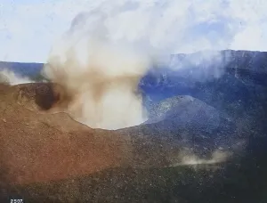 The crater of the volcano Vesuvius in April 1888