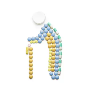 Creative medicine and healthcare concept made of drugs and pills