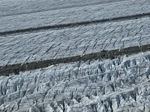 Crevasses and moraines of the Great Aletsch Glacier