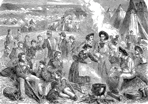 Crimean War 1853-1856, arrival of the post in the english camp