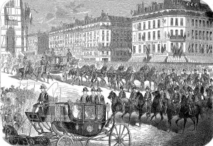 Crimean War 1853-1856, arriving of the french emperor Napoleon at the church Notre Dame