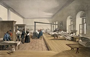 Crimean War. Florence Nightingale examines a ward in the military hospital in Scutari
