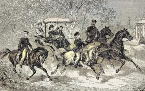 Crown Prince Frederick William with his family on a ride with horses and carriage