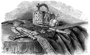 Crown, scepter and sword, insignia of the German Emperor in the 19th Century