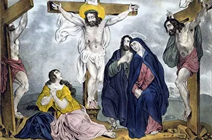 Crucifixion: Jesus on the cross between the two robbers