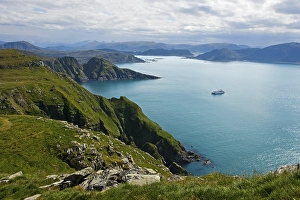 Category Scandinavia Prints: Cruise ship in a bay off the rugged cliffs of Runde island