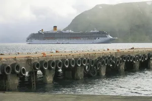 Cruise ship in Honningsvag at Nordkapp
