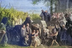 Crusade, a monk preaches to the crowd