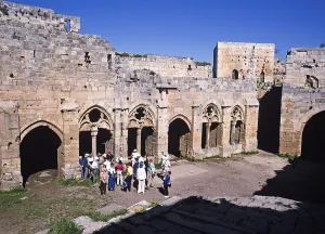 Crusader castle Krak des Chevaliers, Syria 1998 British tour group Swan Hellenic