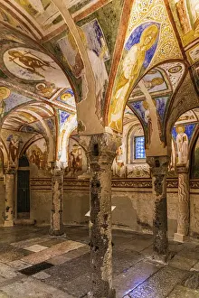 Crypt of frescoes from the 9th century under the main altar