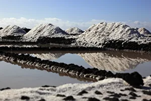 Crystal pools and salt mountains of the salt works in Fuencaliente at the Punta de Fuencaliente