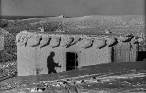 CSSR, KrkonoTe, 29. 12. 1986, old (snow-covered) bunker from the Second World War (Schneider line)