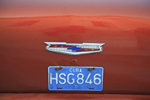 Cuban licence plate on a vintage car in Havana