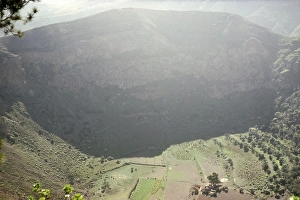Cultivation of fields in the crater of a volcano, Las Palmas, Canary Islands, Spain 1978