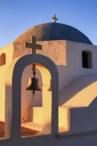 The cupola of the church Agios Ioannis Theologos at sunrise