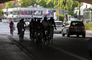 Cycle traffic in Munster, cycle path on Wolbecker StraBe
