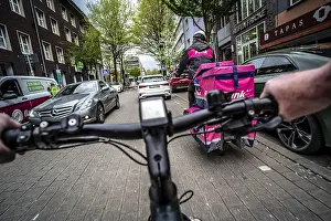 Cycling in the city, inner-city street