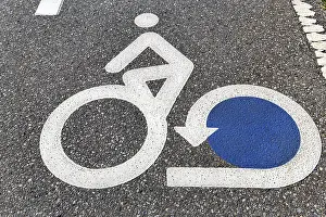Cyclist pictogram, marking on asphalt