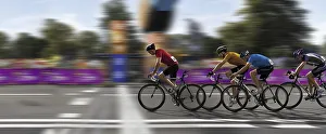 Cyclists, cycle race, victory, crossing the finish line