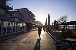 Cyclists and walkers, beach promenade