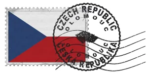 Czech Republic Olomouc Stamp with National Flag and Postmark