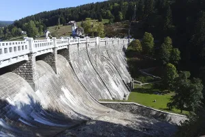 Dam wall of the Krausebauden Elbe dam