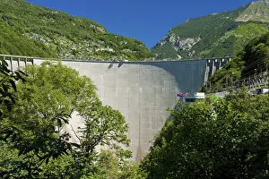 Dam wall in Valle Verzasca valley