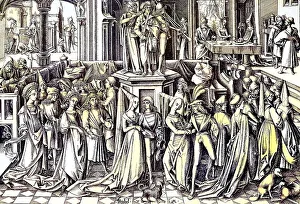 Dance party in a German princely court society in the 15th century