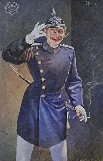 Dandy, elegant young soldier, man trying to attract social attention with exaggerated
