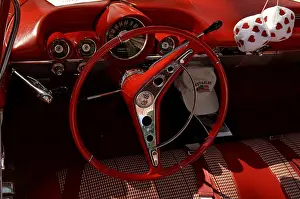 Dashboard and cockpit of a 1960 Chevrolet at a Classic Car Show in Belvidere