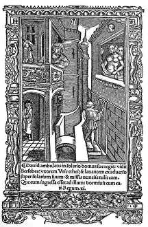 David und Bathseba, Illustration aus einem franzoesischen Gebetbuch