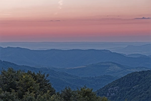 Dawn over the mountain landscape of the Balkan Mountains