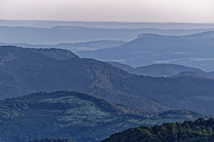 Daybreak over the mountain landscape of the Balkan Mountains