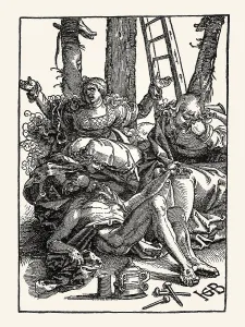 The dead Jesus Christ, lamented by his mother