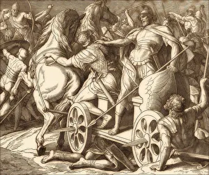 Death of Ahab, Old Testament, by Julius Schnorr von Carolsfeld