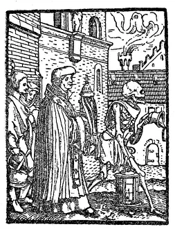 Death as an Artist in Front of the Blessed Sacrament from Hans Holbein Dance of Death