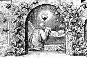 The deceased Martin Luther in a coffin