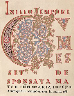 Decorated letter C from Sintram's Evangelium longum