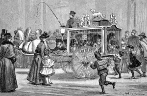 Decorative advertising carriage of the Berlin Dog Park in 1875