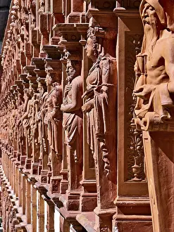 Decorative sculptures in a long row of ornate columns Schallaburg Mostviertel Lower Austria Austria