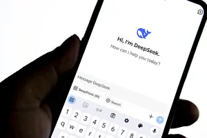 Deepseek Ai logo is displayed on smartphone