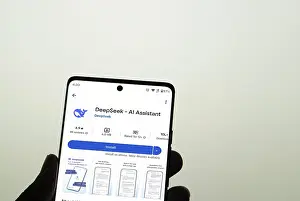 Category Historic EN Prints: Deepseek Ai logo is displayed on smartphone
