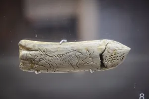 Two deer on reindeer antler, Upper Palaeolithic Magdalenian