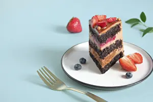 Delicious chocolate cake decorated with fresh berries